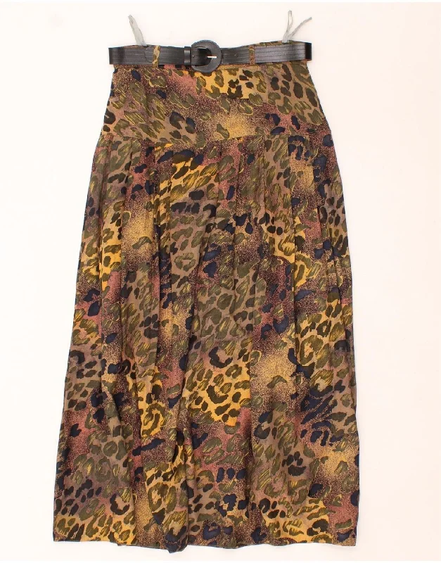VINTAGE Womens A-Line Skirt IT 40 Small W26 Brown Animal Print Viscose seamless skirt comfort VINTAGE Womens A-Line Skirt IT 40 Small W26 Brown Animal Print Viscose seamless skirt comfort