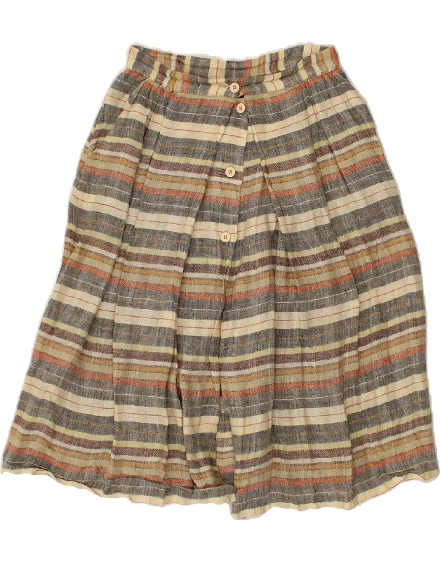VINTAGE Womens A-Line Skirt IT 42 Medium W28  Brown Striped vintage skirt charm