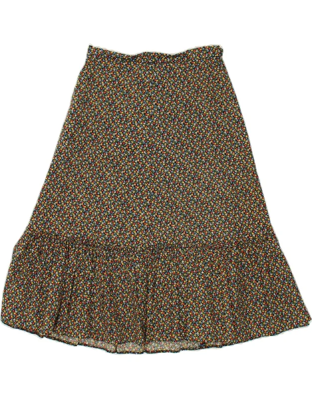 VINTAGE Womens A-Line Skirt IT 42 Medium W28 Multicoloured Floral Cotton leather skirt refined VINTAGE Womens A-Line Skirt IT 42 Medium W28 Multicoloured Floral Cotton leather skirt refined