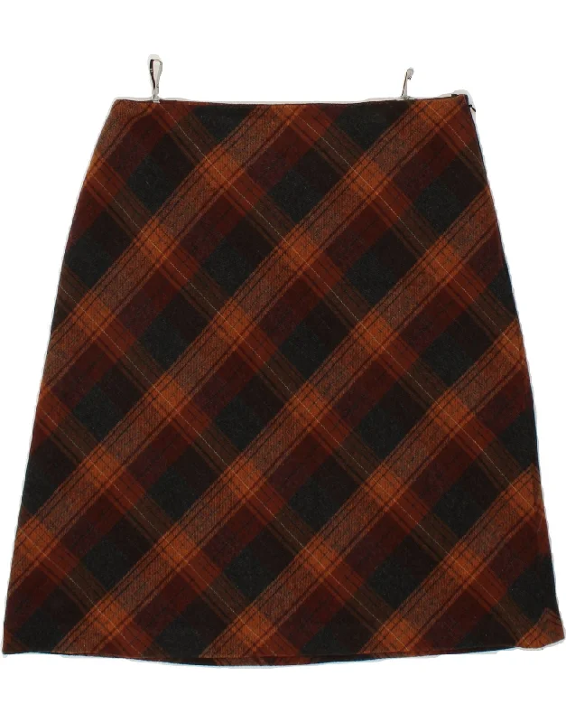 VINTAGE Womens A-Line Skirt IT 42 Medium W32 Brown Check Acrylic mini skirt trendy