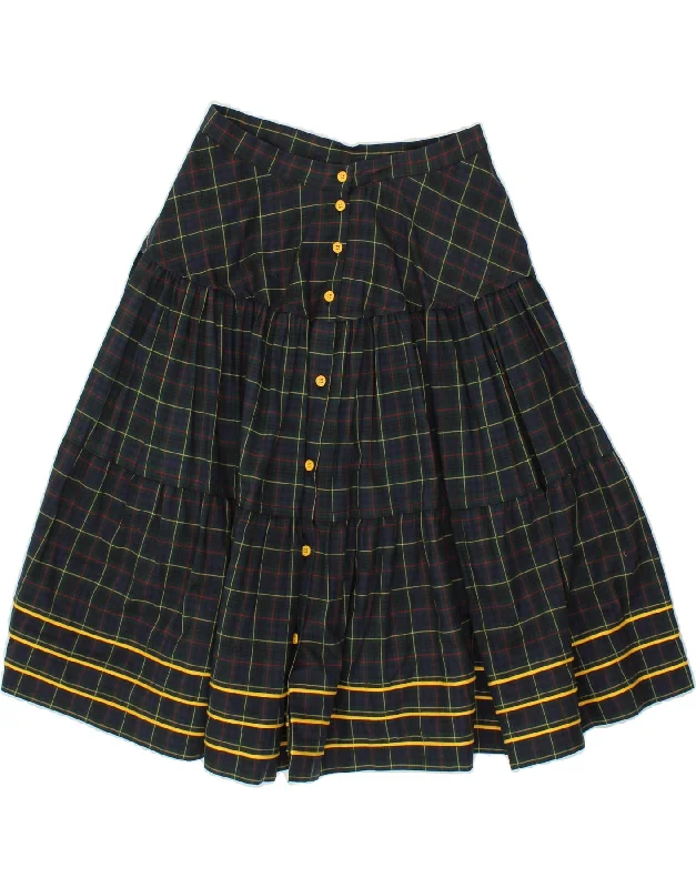 VINTAGE Womens A-Line Skirt IT 44 Medium W28 L26 Green Plaid wool skirt warm
