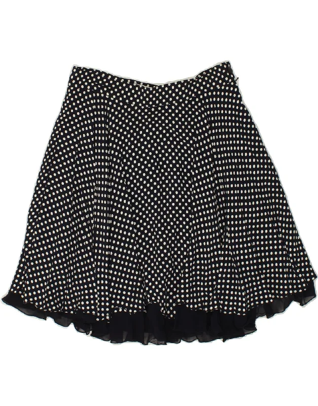 VINTAGE Womens A-Line Skirt IT 44 Medium W28 Navy Blue Polka Dot Viscose zip skirt side VINTAGE Womens A-Line Skirt IT 44 Medium W28 Navy Blue Polka Dot Viscose zip skirt side