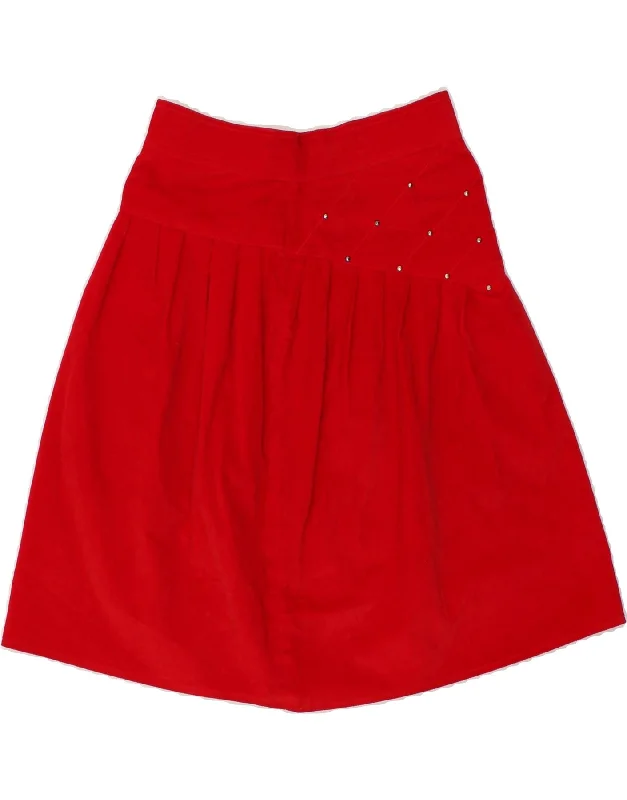 VINTAGE Womens A-Line Skirt W24 XS Red Cotton lightweight skirt design