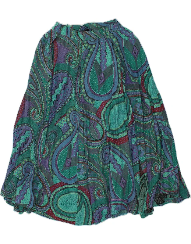 VINTAGE Womens A-Line Skirt W26 Small Blue Paisley elastic waist skirt