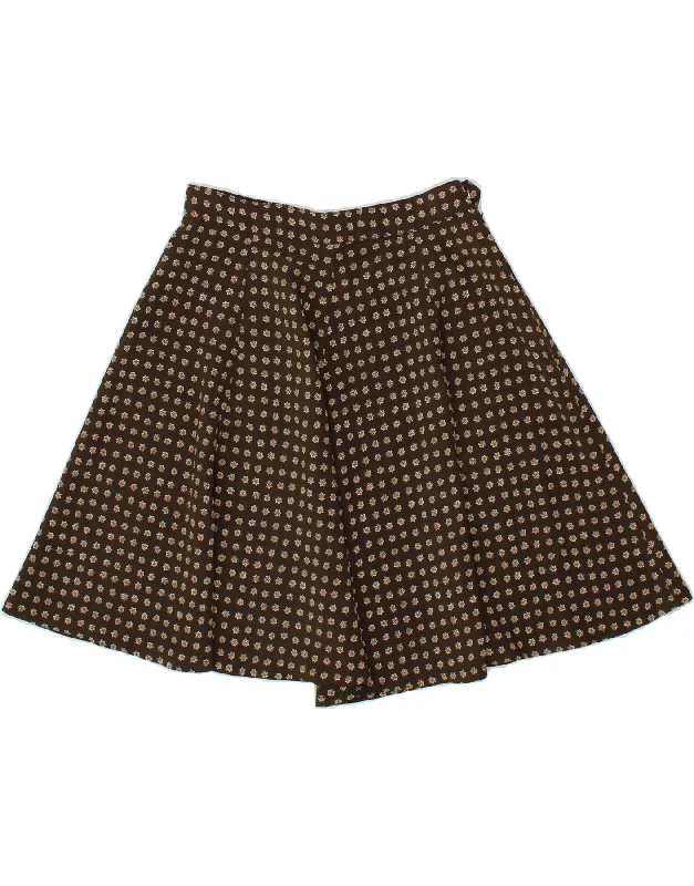 VINTAGE Womens A-Line Skirt W26 Small Brown Floral lace skirt intricate