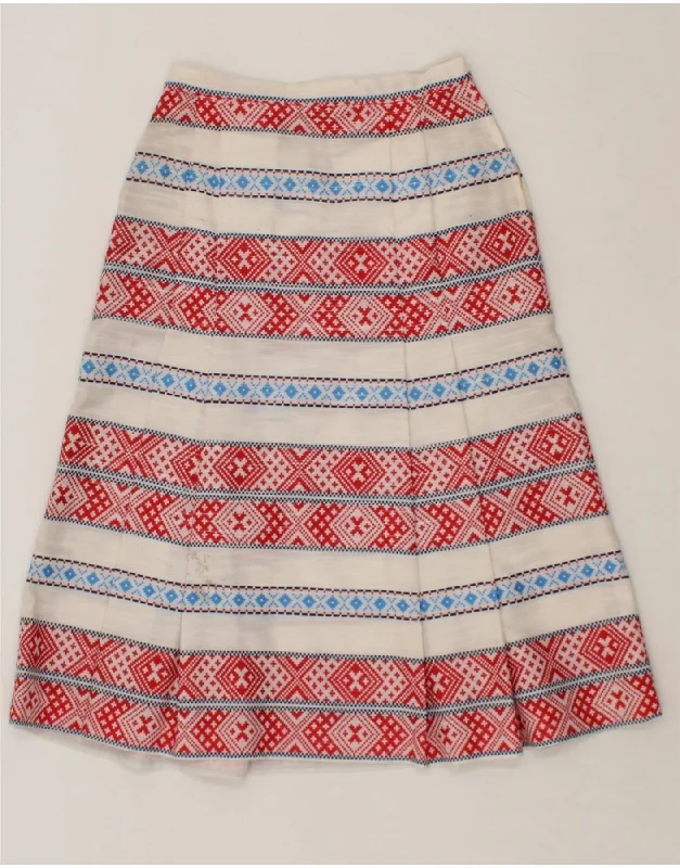 VINTAGE Womens A-Line Skirt W26 Small  Red Fair Isle leather skirt modern