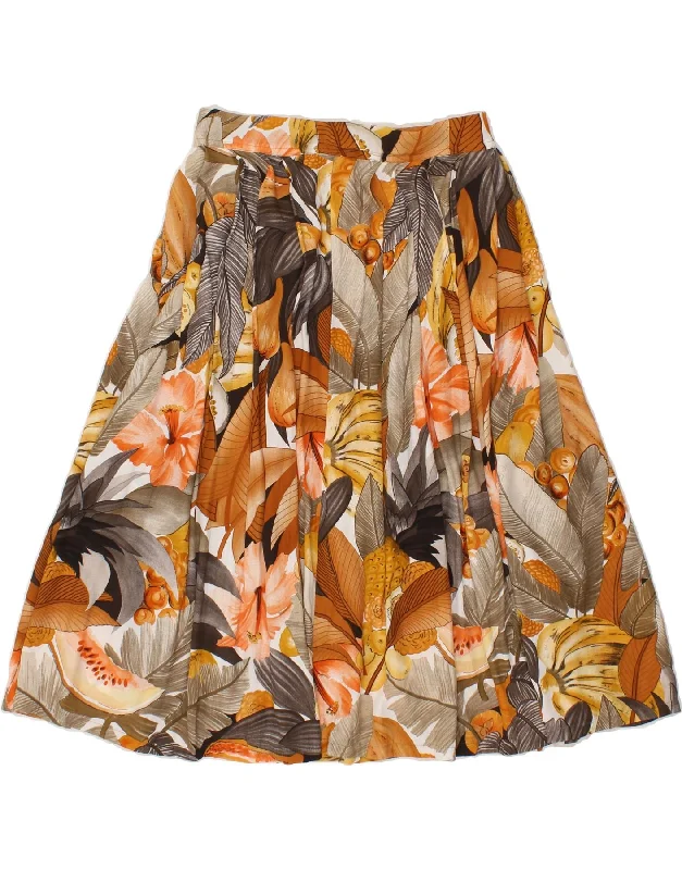 VINTAGE Womens A-Line Skirt W29 Medium Brown Floral wool skirt warm