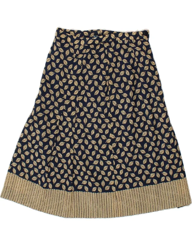 VINTAGE Womens A-Line Skirt W30 Medium Navy Blue Floral chiffon skirt floaty