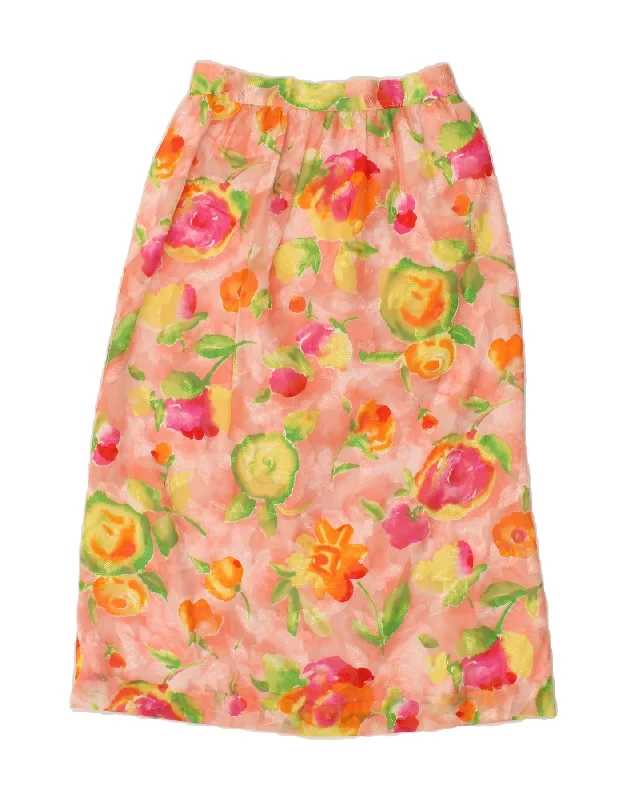 VINTAGE Womens A-Line Skirt W30 Medium Pink Floral floral skirt print