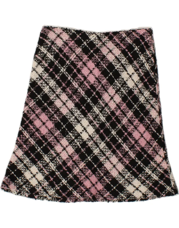 VINTAGE Womens A-Line Skirt W32 Large Black Check lace skirt intricate