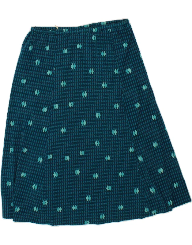 VINTAGE Womens A-Line Skirt W32 Large Blue Argyle/Diamond Polyamide corduroy skirt textured VINTAGE Womens A-Line Skirt W32 Large Blue Argyle/Diamond Polyamide corduroy skirt textured