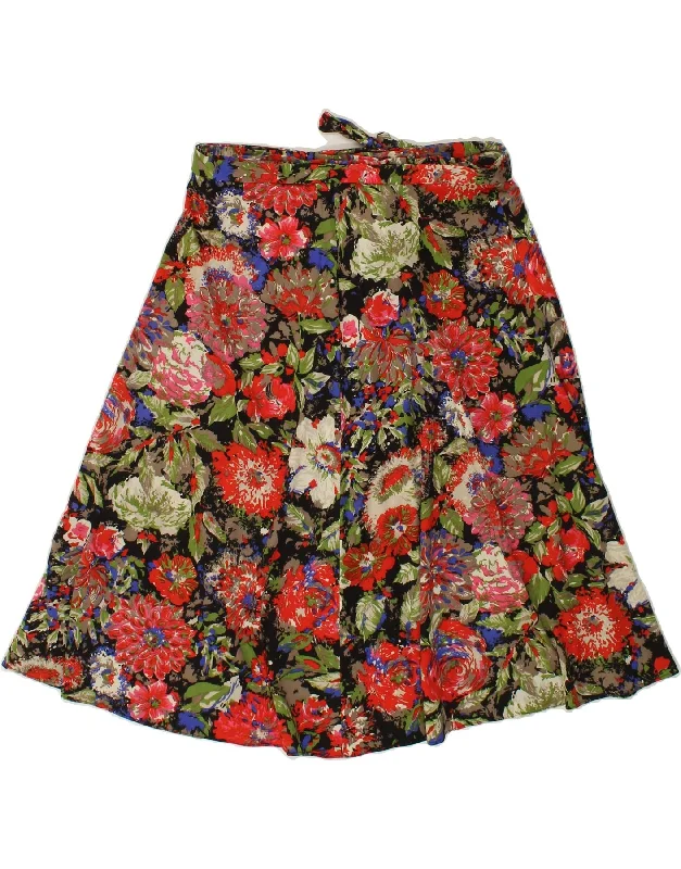 VINTAGE Womens A-Line Skirt W32 Large Multicoloured Floral high waist skirt