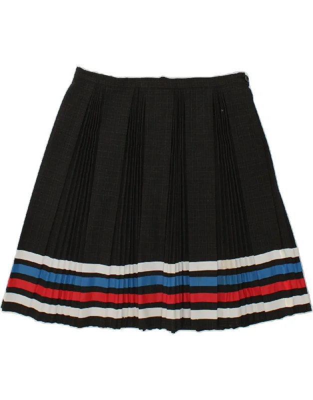 VINTAGE Womens A-Line Skirt W34 Large Black Striped maxi skirt elegant