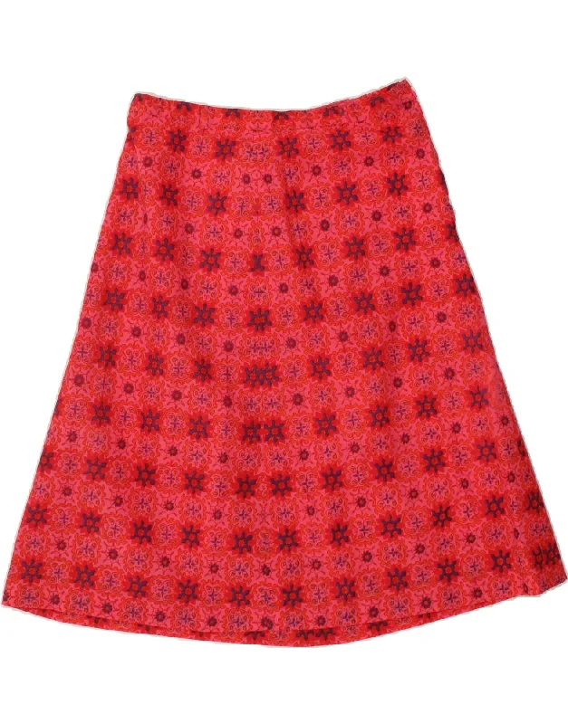 VINTAGE Womens Abstract Pattern A-Line Skirt W29 Medium Red breathable skirt fabric