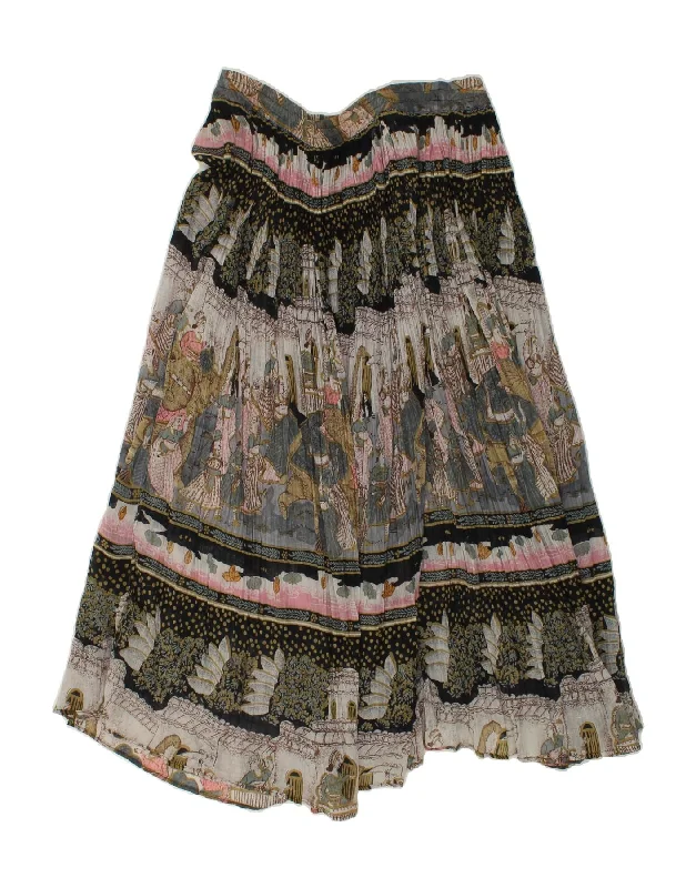 VINTAGE Womens Abstract Pattern Gypsy Skirt W36 XL Grey slim fit skirt