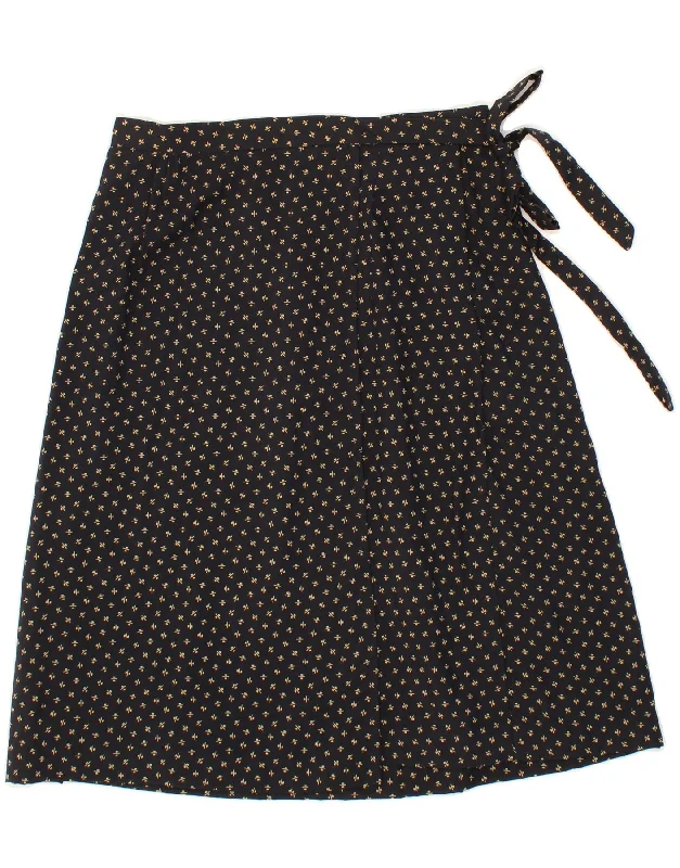 VINTAGE Womens Abstract Pattern Wrap Skirt IT 48 XL W32 Black Acetate boho skirt vibe VINTAGE Womens Abstract Pattern Wrap Skirt IT 48 XL W32 Black Acetate boho skirt vibe