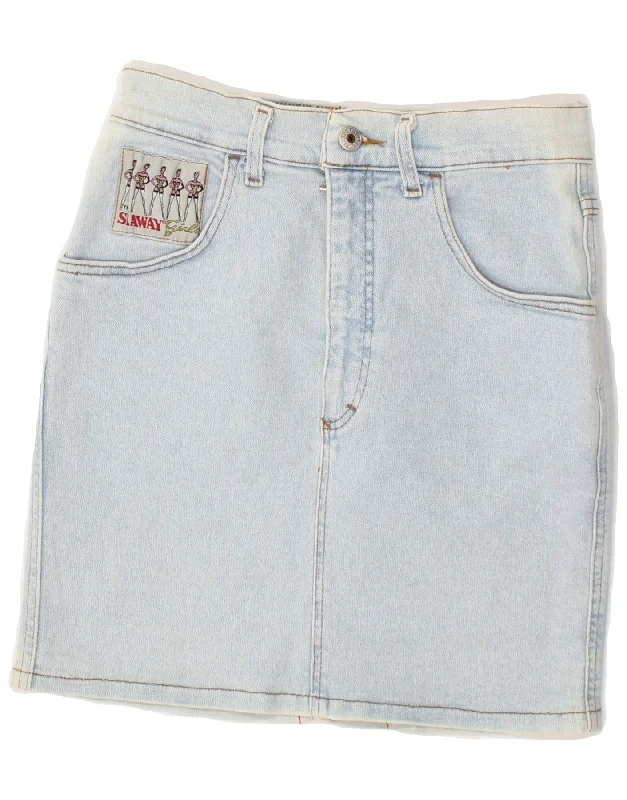 VINTAGE Womens Denim Skirt Medium W26 Blue Cotton lace skirt feminine