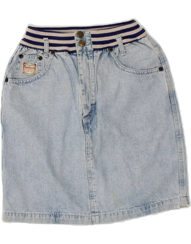 VINTAGE Womens Denim Skirt W28 Medium Blue high waist skirt