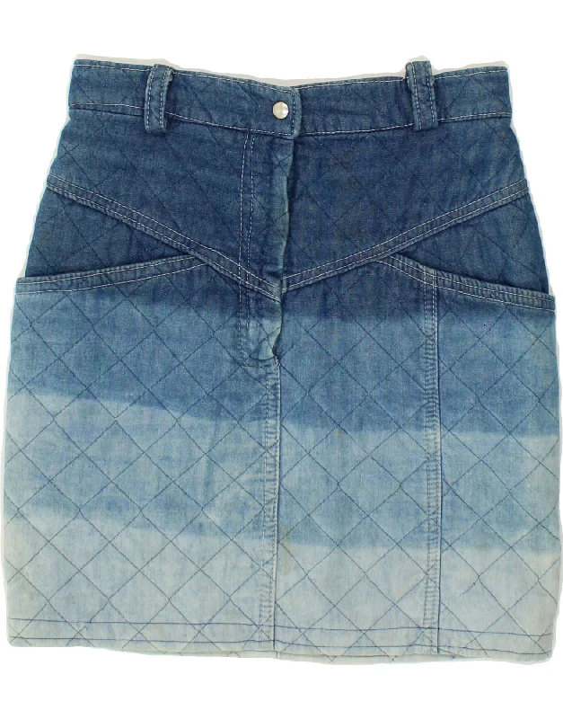 VINTAGE Womens Denim Skirt W28 Medium Blue Colourblock velvet skirt plush