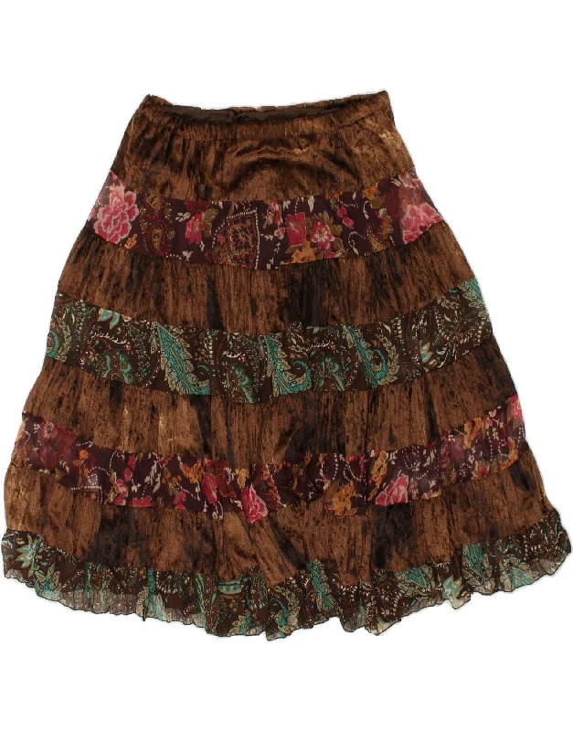 VINTAGE Womens Graphic A-Line Skirt Large W34 Brown Paisley Polyester denim skirt stylish VINTAGE Womens Graphic A-Line Skirt Large W34 Brown Paisley Polyester denim skirt stylish