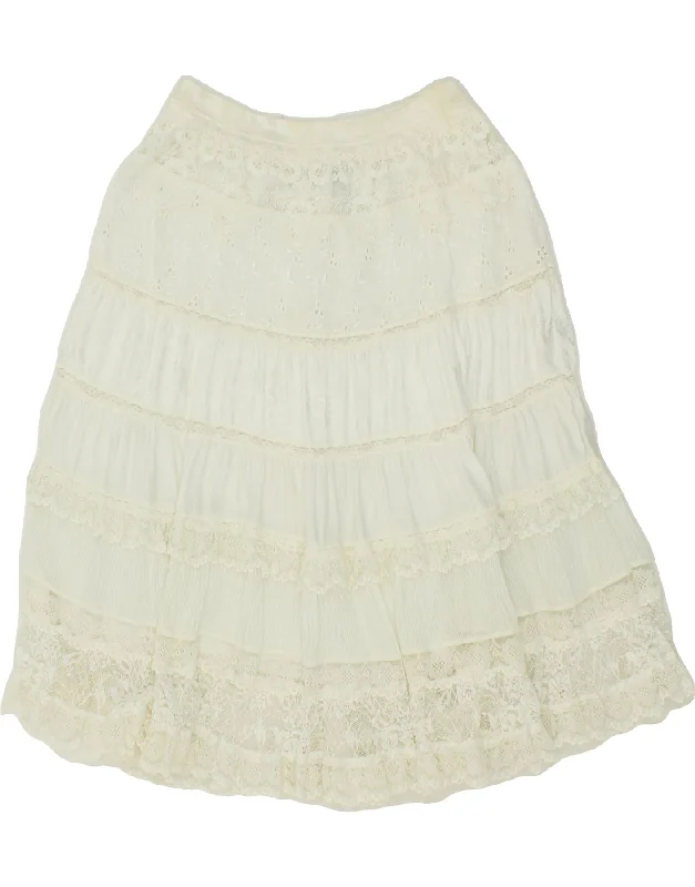 VINTAGE Womens Gypsy Skirt W30 Medium White Viscose chiffon skirt airy