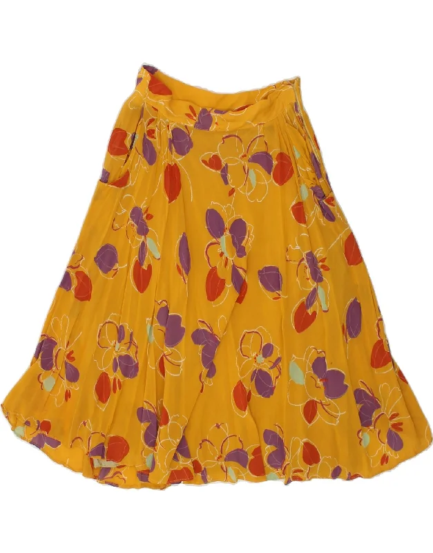 VINTAGE Womens High Waist A-Line Skirt IT 46 Large W30 Yellow Floral cashmere skirt fine VINTAGE Womens High Waist A-Line Skirt IT 46 Large W30 Yellow Floral cashmere skirt fine