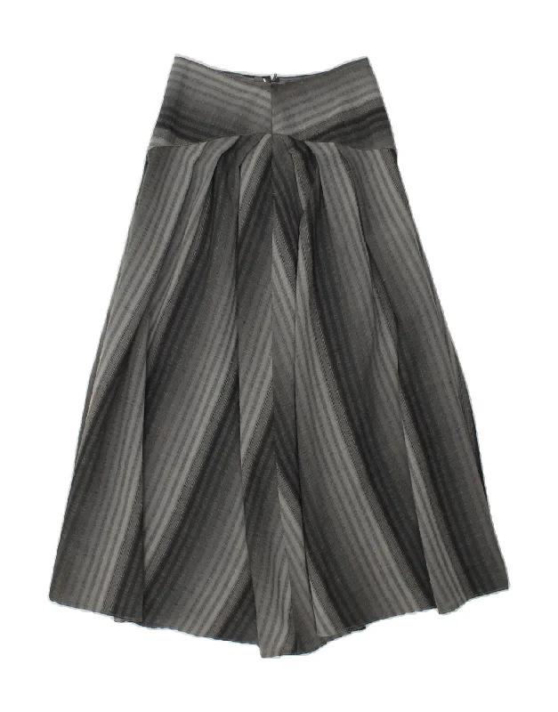 VINTAGE Womens High Waist A-Line Skirt W24 Small Grey Striped silk skirt smooth