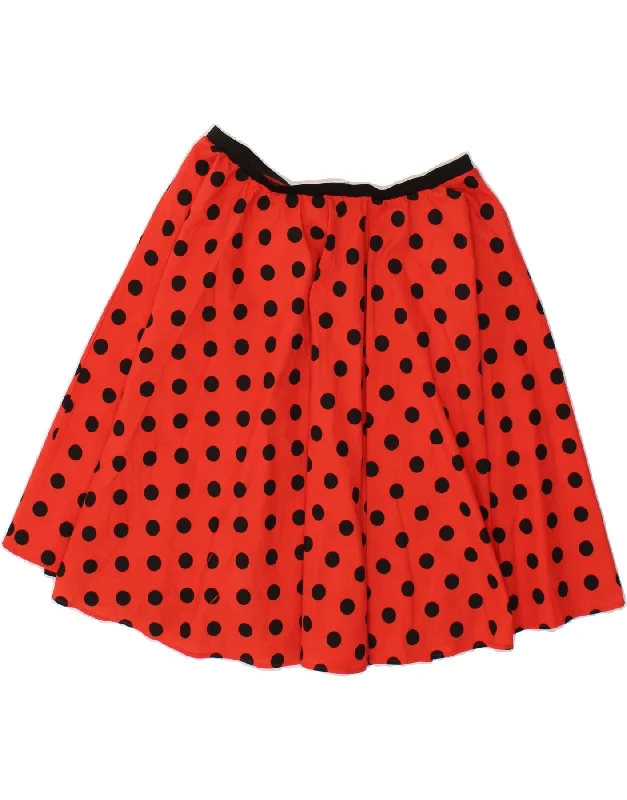 VINTAGE Womens High Waist A-Line Skirt XL W33 Red Polka Dot Polyester a-line skirt cut VINTAGE Womens High Waist A-Line Skirt XL W33 Red Polka Dot Polyester a-line skirt cut