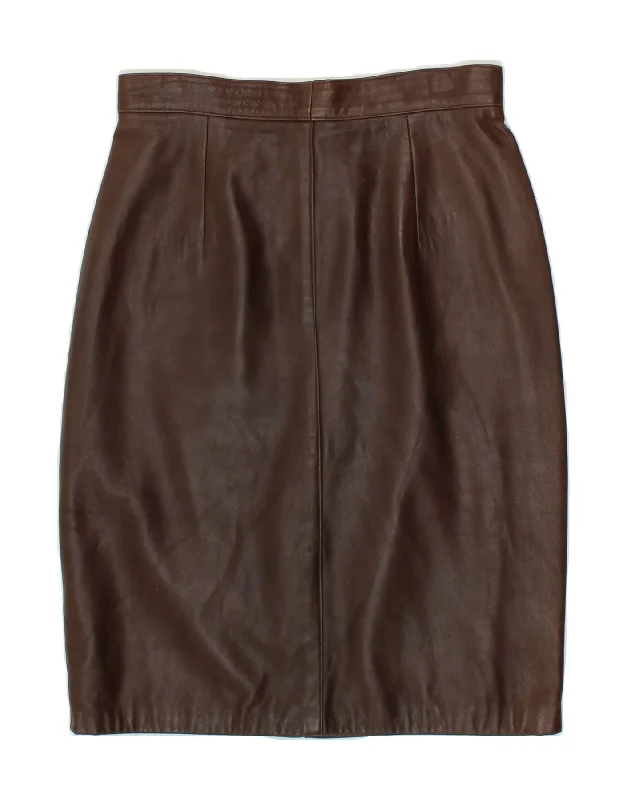 VINTAGE Womens High Waist Leather Skirt IT 46 Large W28 Brown Leather denim skirt fashionable VINTAGE Womens High Waist Leather Skirt IT 46 Large W28 Brown Leather denim skirt fashionable