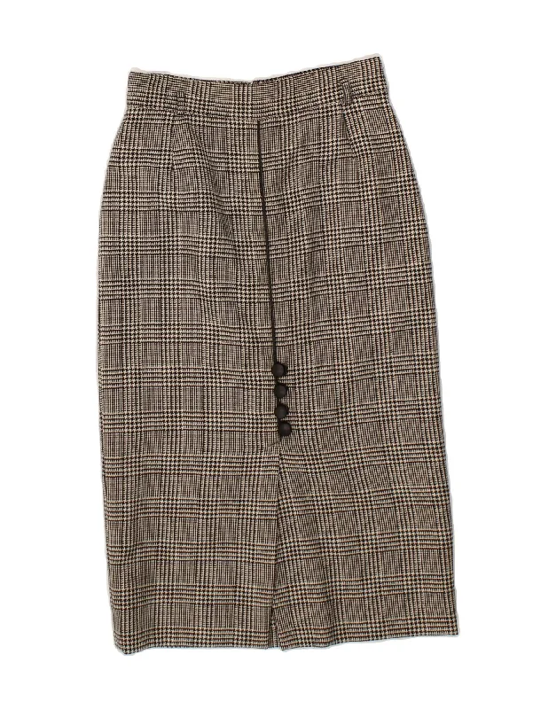 VINTAGE Womens High Waist Maxi Skirt IT 42 Medium W28 Grey Houndstooth leather skirt modern VINTAGE Womens High Waist Maxi Skirt IT 42 Medium W28 Grey Houndstooth leather skirt modern