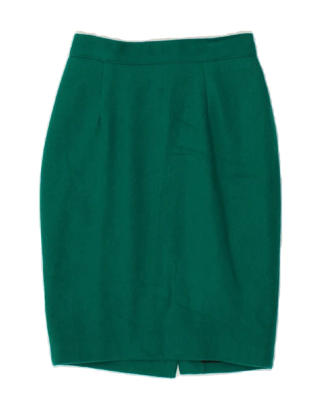 VINTAGE Womens High Waist Pencil Skirt W24 Small Green cashmere skirt rich