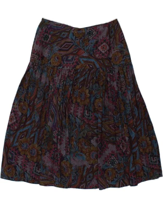 VINTAGE Womens High Waist Pleated Skirt W31 Large Multicoloured Floral wool skirt breathable VINTAGE Womens High Waist Pleated Skirt W31 Large Multicoloured Floral wool skirt breathable