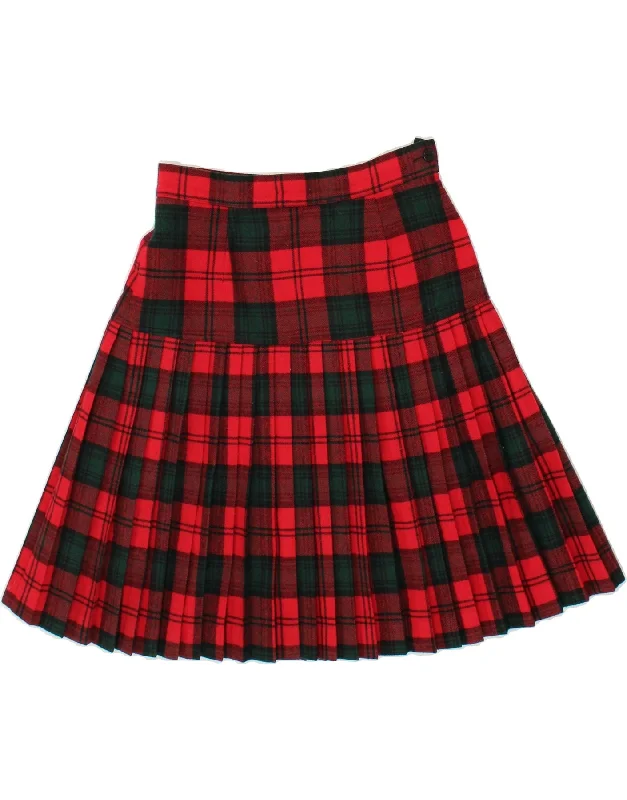 VINTAGE Womens Knife Pleated Skirt IT 44 Medium W26 Red Plaid Wool silk skirt smooth VINTAGE Womens Knife Pleated Skirt IT 44 Medium W26 Red Plaid Wool silk skirt smooth