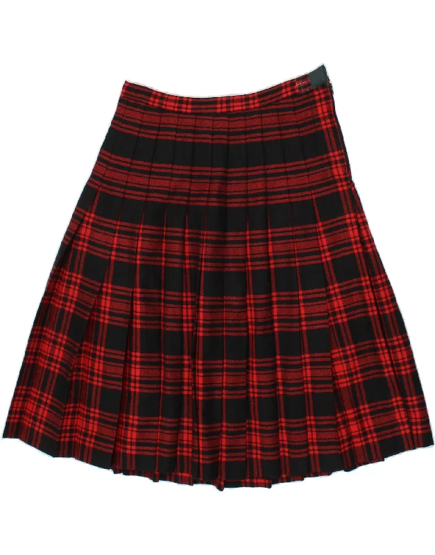 VINTAGE Womens Knife Pleated Skirt W30 Medium Black Check Virgin Wool a-line skirt cut VINTAGE Womens Knife Pleated Skirt W30 Medium Black Check Virgin Wool a-line skirt cut