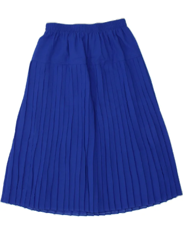 VINTAGE Womens Knife Pleated Skirt W34 Large Blue modal blend skirt