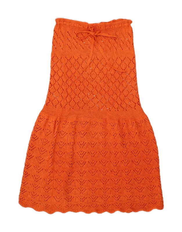 VINTAGE Womens Knit See Through Trumpet Skirt W32 Large Orange denim skirt casual