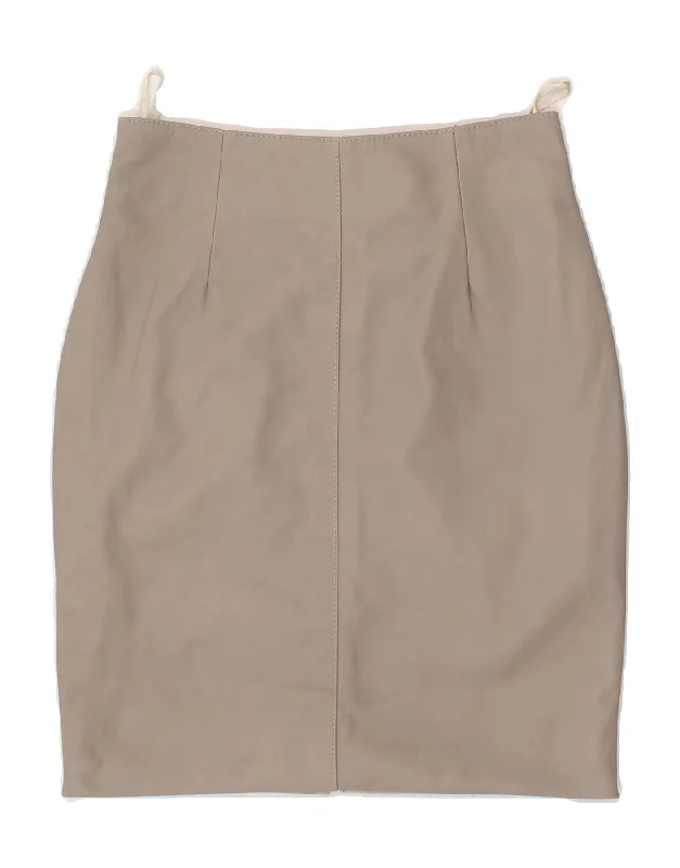 VINTAGE Womens Leather Pencil Skirt EU 34 XS W24 Grey Leather linen skirt relaxed