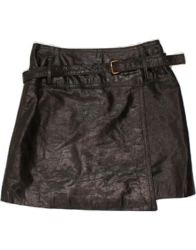 VINTAGE Womens Leather Skirt W28 Medium Black vintage skirt charm