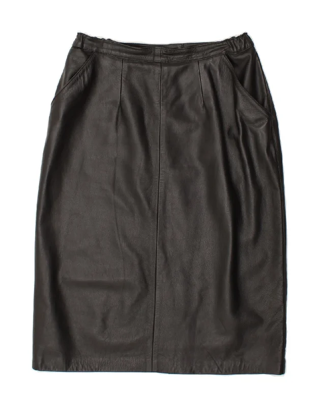 VINTAGE Womens Leather Skirt W30 Medium Black leather skirt bold