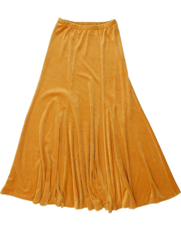 VINTAGE Womens Maxi A-Line Skirt Medium W26  Yellow leather skirt bold