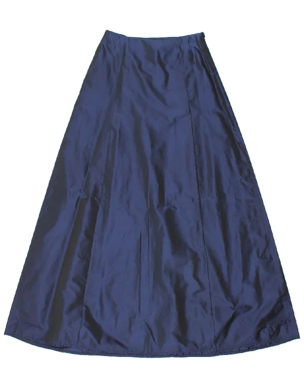 VINTAGE Womens Maxi A-Line Skirt UK 8 Small W26  Blue Polyester chiffon skirt floaty