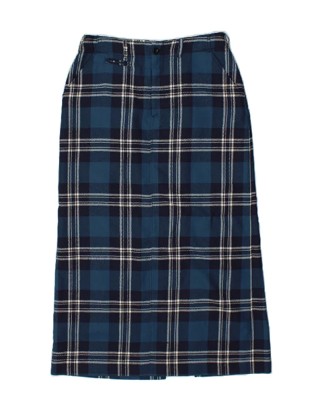 VINTAGE Womens Maxi Skirt UK 12 Medium W30 Blue Check New Wool corduroy skirt textured VINTAGE Womens Maxi Skirt UK 12 Medium W30 Blue Check New Wool corduroy skirt textured