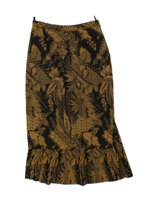 VINTAGE Womens Mermaid Skirt IT 42 Medium W28  Brown Floral Wool wool skirt sturdy
