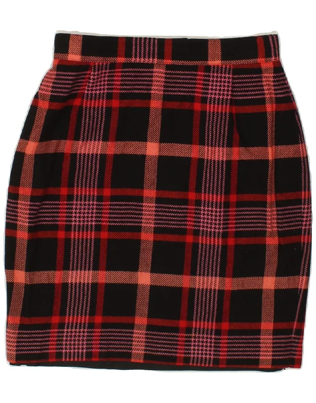 VINTAGE Womens Pencil Skirt IT 42 Medium W26 Black Check Viscose wool skirt breathable VINTAGE Womens Pencil Skirt IT 42 Medium W26 Black Check Viscose wool skirt breathable