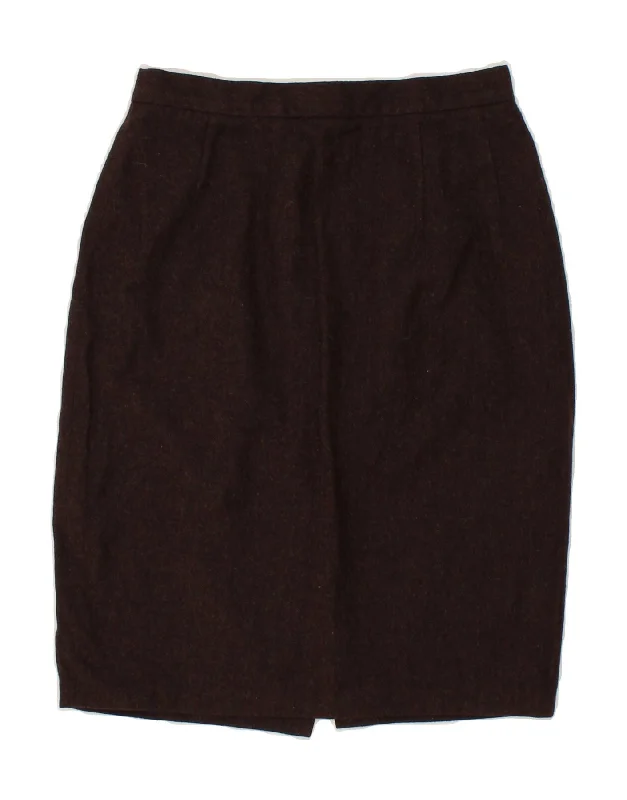 VINTAGE Womens Pencil Skirt IT 42 Medium W26 Brown Wool tulle skirt dreamy