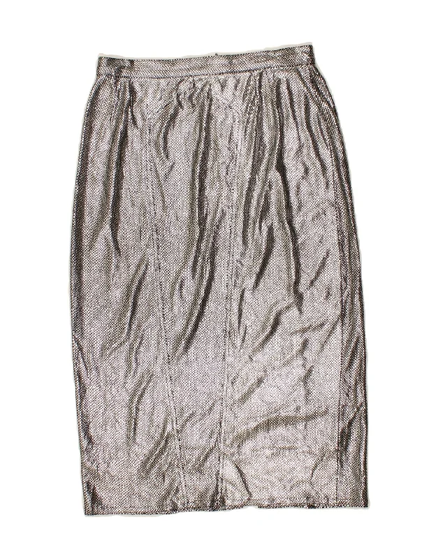 VINTAGE Womens Pencil Skirt W28 Medium Silver chiffon skirt flowing