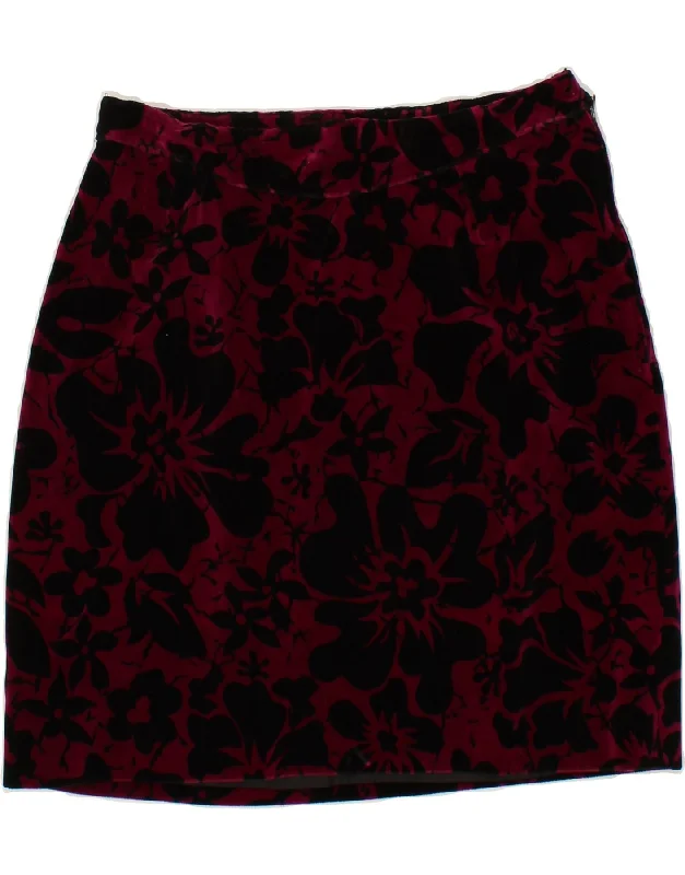 VINTAGE Womens Pencil Skirt W29 Medium Red Floral floral skirt print