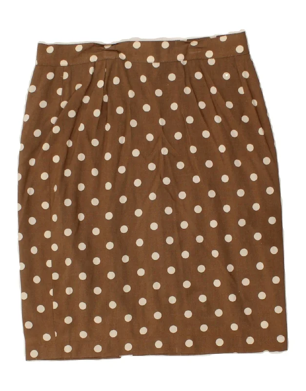 VINTAGE Womens Pencil Skirt W30 Medium Brown Polka Dot Viscose leather skirt refined VINTAGE Womens Pencil Skirt W30 Medium Brown Polka Dot Viscose leather skirt refined