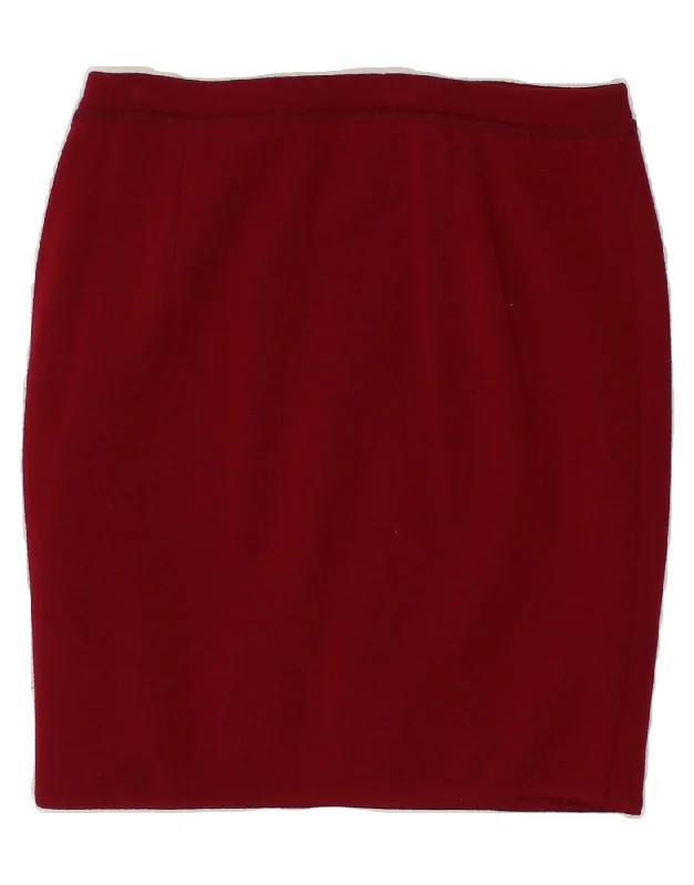VINTAGE Womens Pencil Skirt W32 Large Burgundy pleated skirt texture