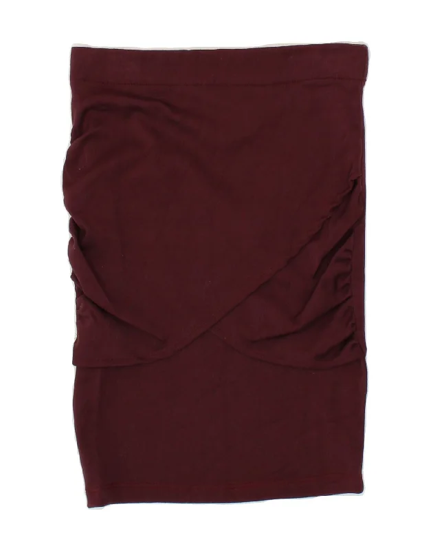 VINTAGE Womens Peplum Skirt IT 44 Medium W28  Maroon ruffled skirt detail